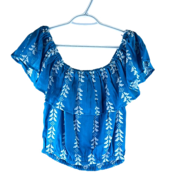 NWT Elan Women's Milkmaid Off the Shoulder Peasant Bohemian Cropped Blouse Top - Picture 1 of 7
